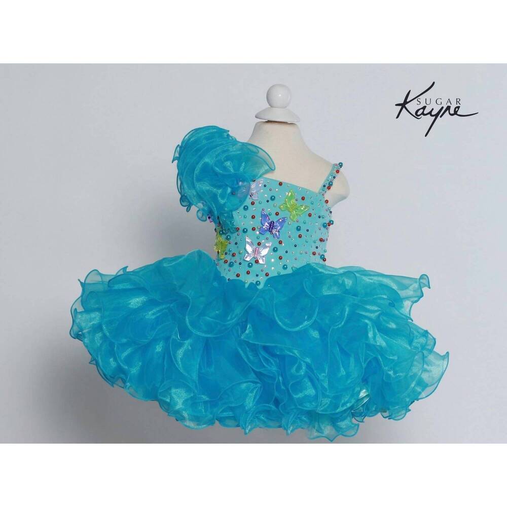 NEW SUGAR KAYNE girl's playful organza dress in aqua